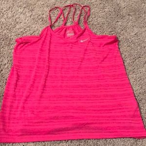 NIKE Hot Pink Striped Dri-Fit Tank